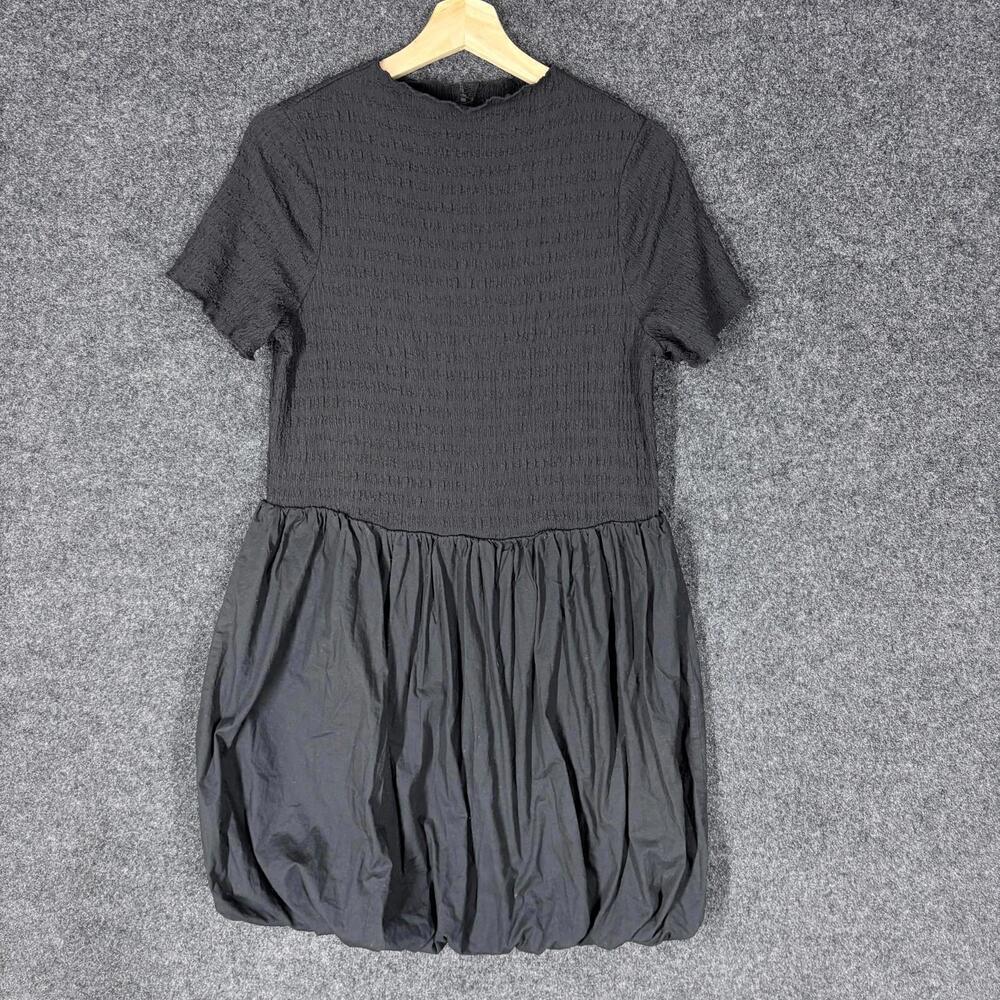 Asos Dress Women 12 Black Sheath Short Crew Neck Lined Short Sleeve Hook & Eye